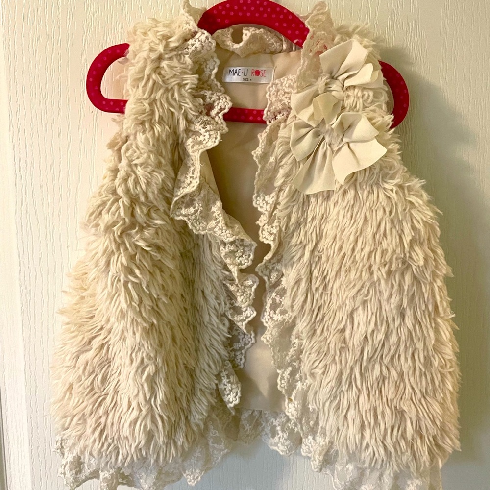 Size 4 Cream Fur Vest
